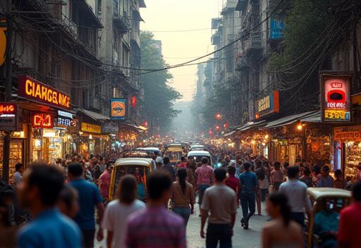 Busy street scene in Mumbai, showcasing urban India